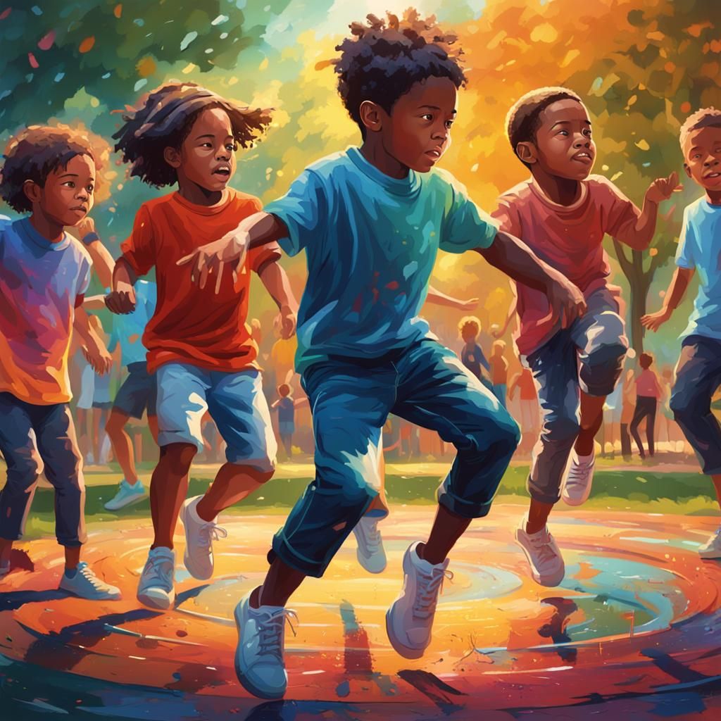Kids dancing in the park