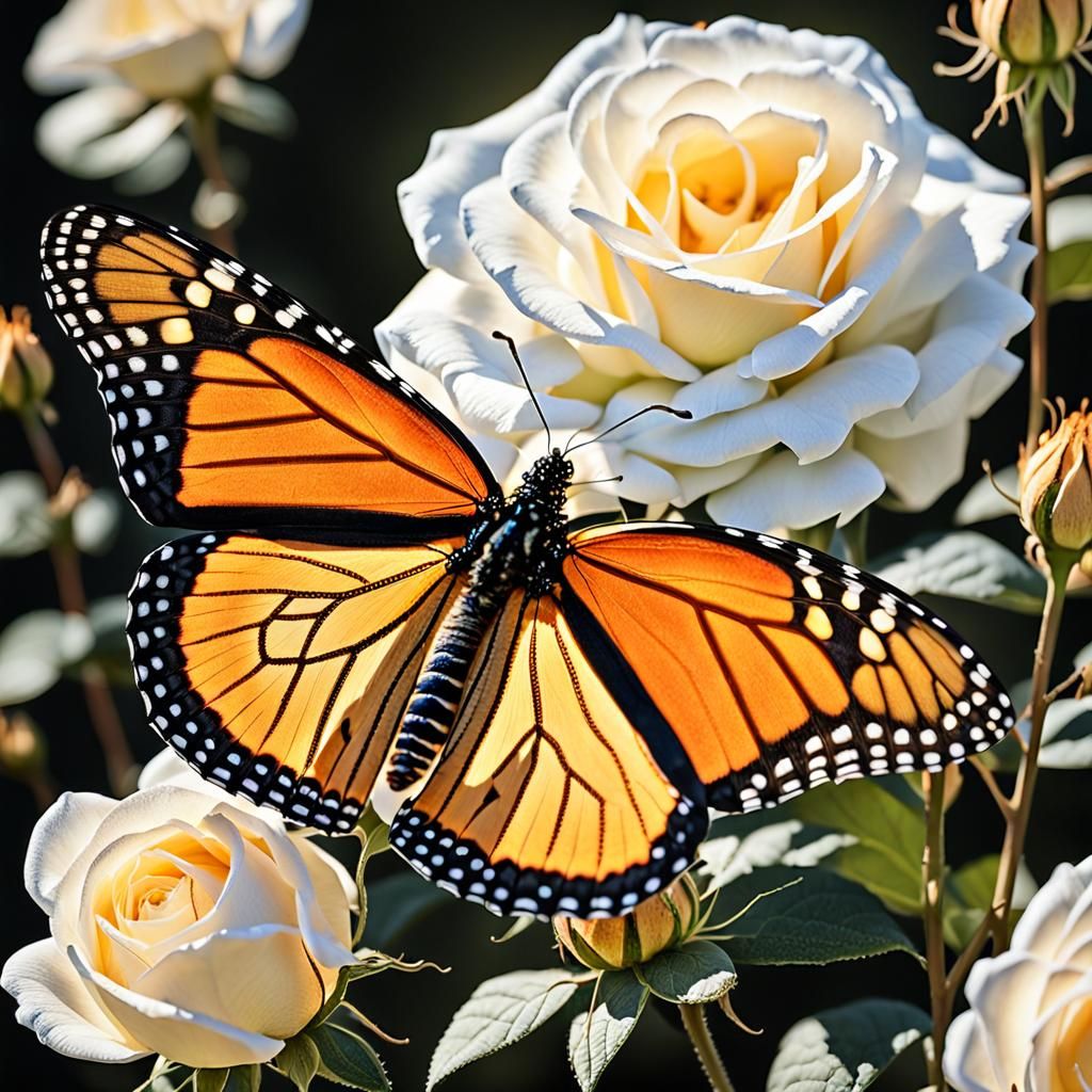 Photorealistic Monarch Butterfly Portrait