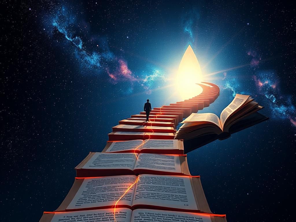 Cosmic Gateway Ascended by Floating Books