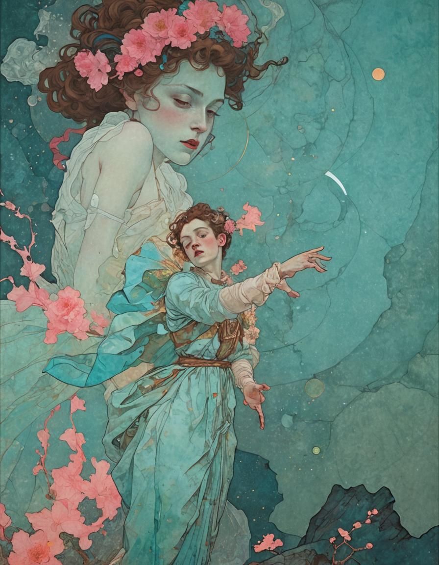 Haloed Dancer in Surreal Pastel Colors