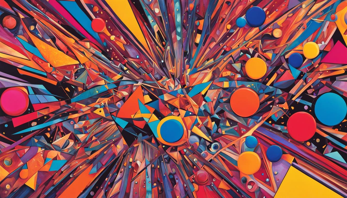 Vibrant Geometric Abstraction in Neon Colors