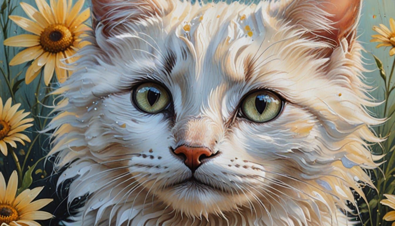 Dreamy Kitten Portrait in Pastel Oil