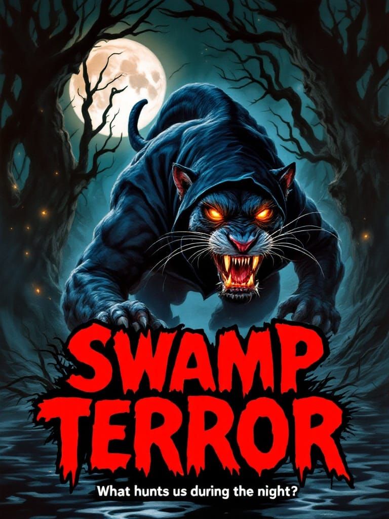 Eerie Swamp Horror in Vibrant, Dark Fantasy Style