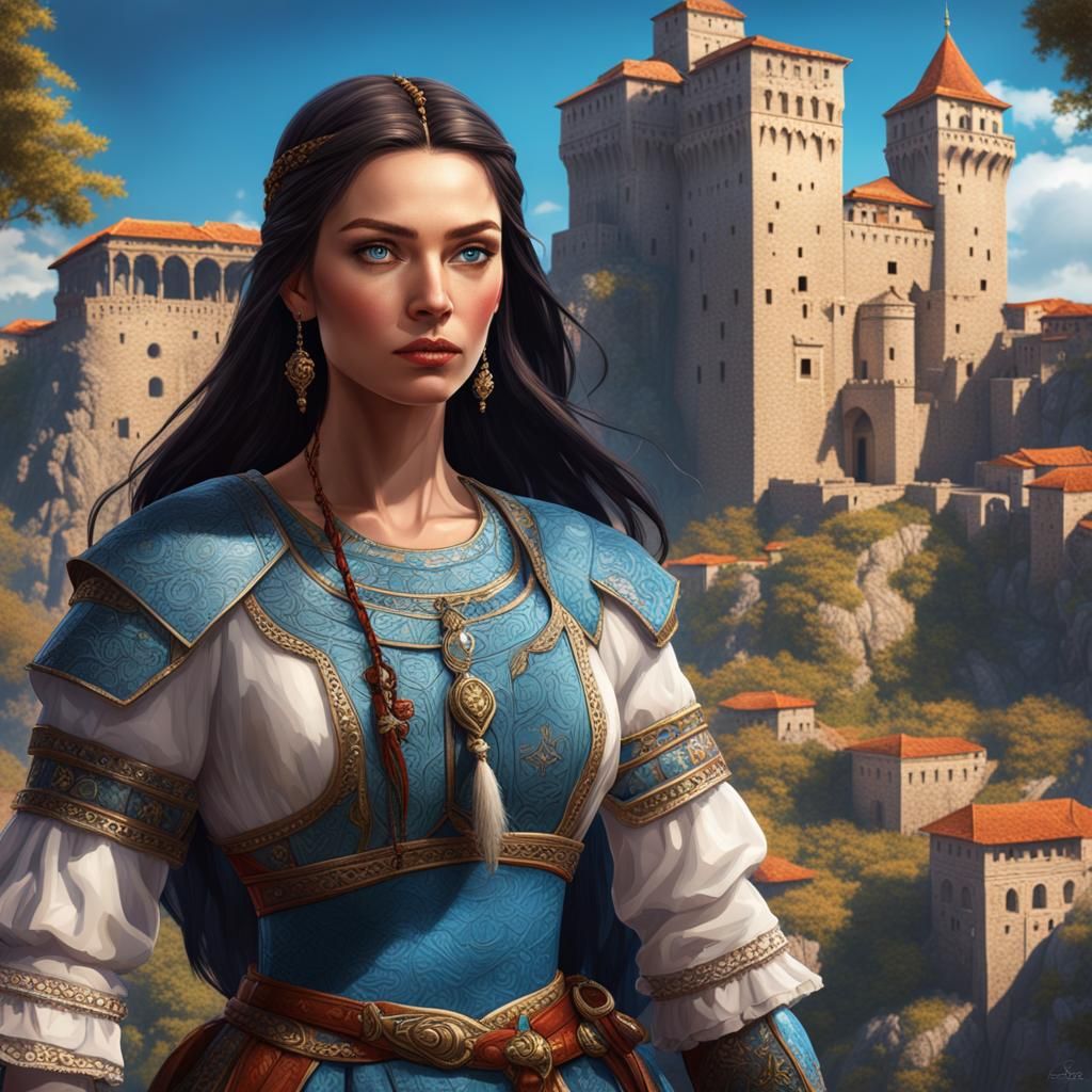 Bulgarian Princess Petra with Sword, Fantasy Art