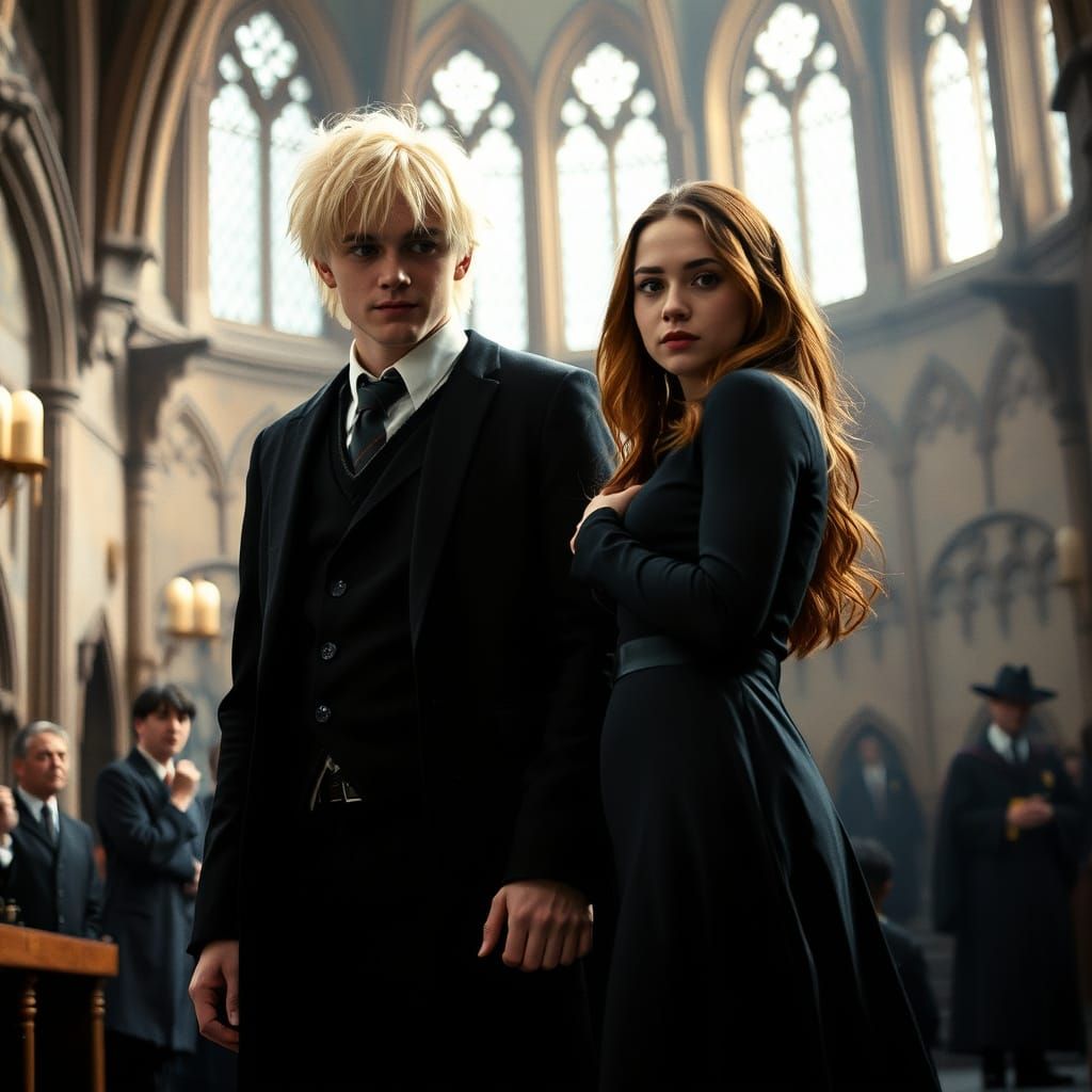 Draco Malfoy and Hermione Granger Holding Hands at Hogwarts