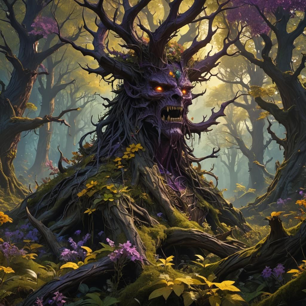 Demons Invade Dryad Forest: Dark Fantasy Concept Art