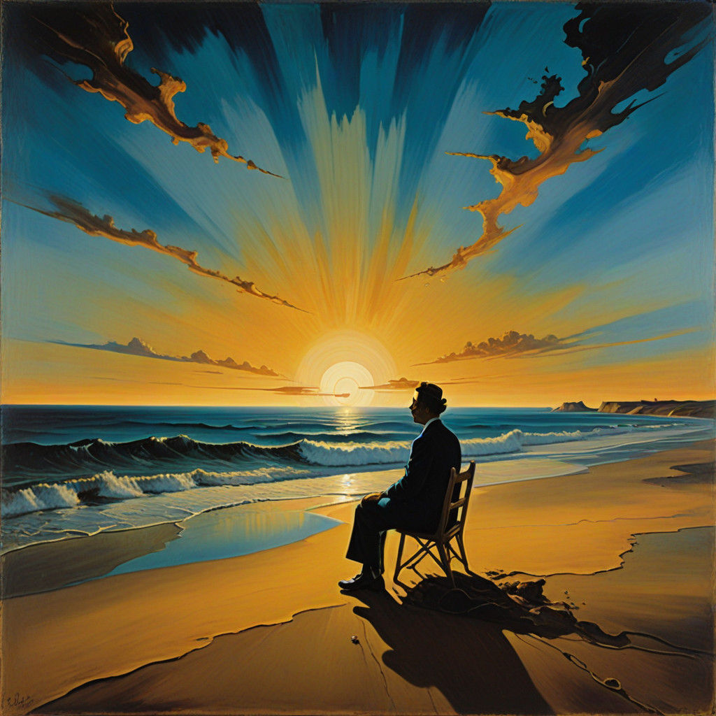 Surreal Sunset on a Lonely Beach