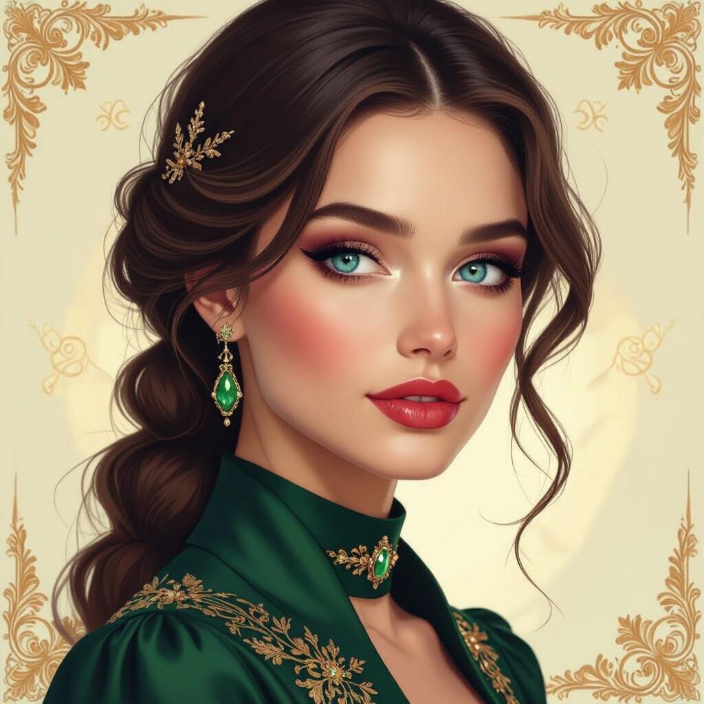 Heterochromatic Woman in Art Nouveau Style