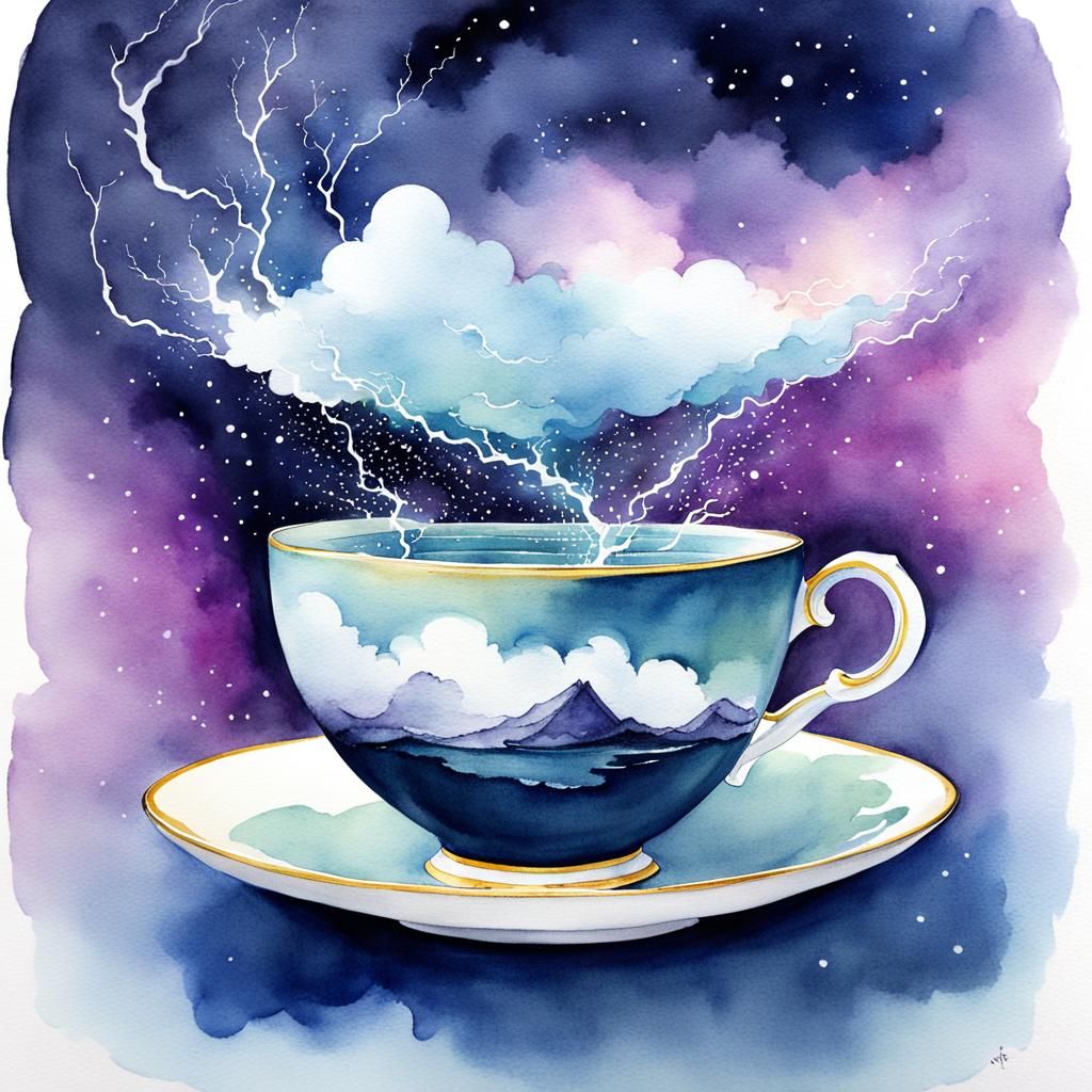 Storybook Watercolour of a Storm in Teacup