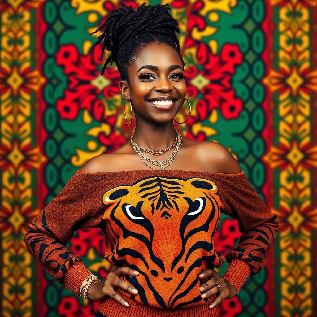 Pop Art Portrait of Confident Woman in Bold Colors