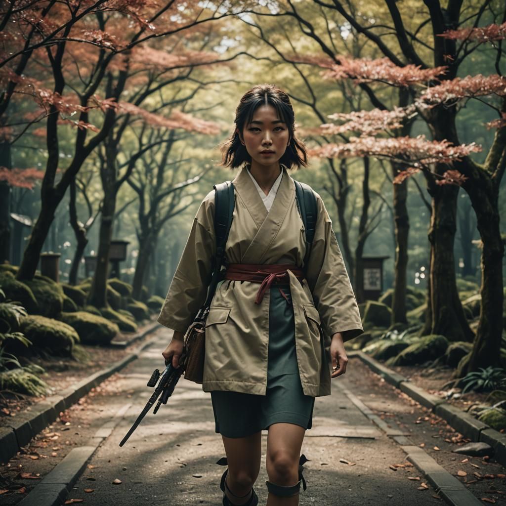 Cinematic Film Still of Japanese Girl