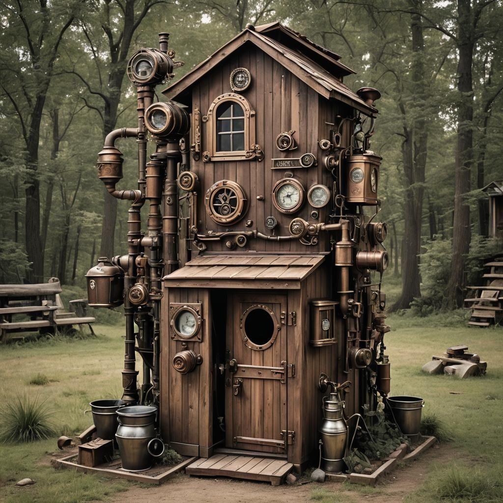 Steampunk Outhouse Toilet: A Victorian-Era Design