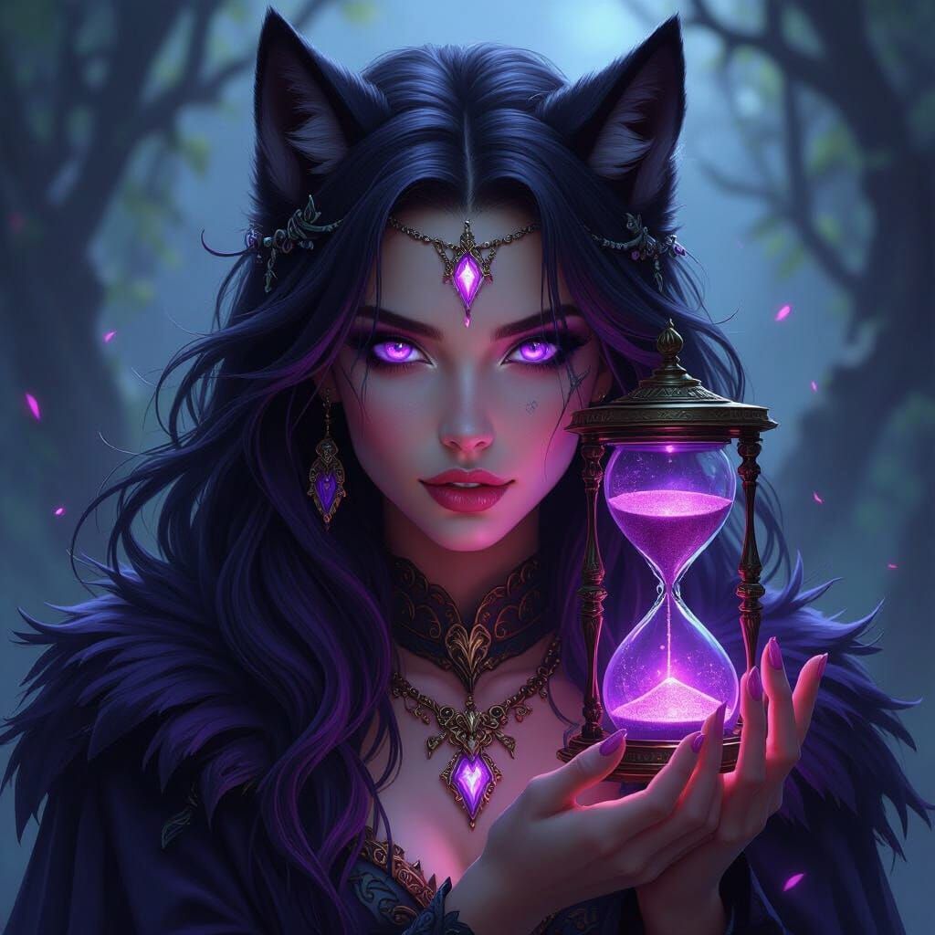 Shadow-Witch: Dragon, Wolf, Druid Princess with Glowing Eyes