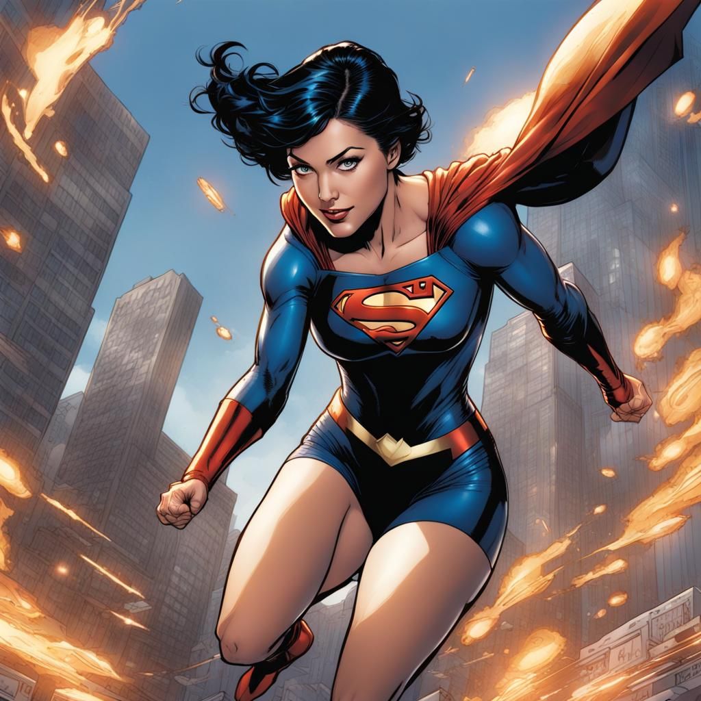 Sasha Calle as Supergirl in Comic Book Art