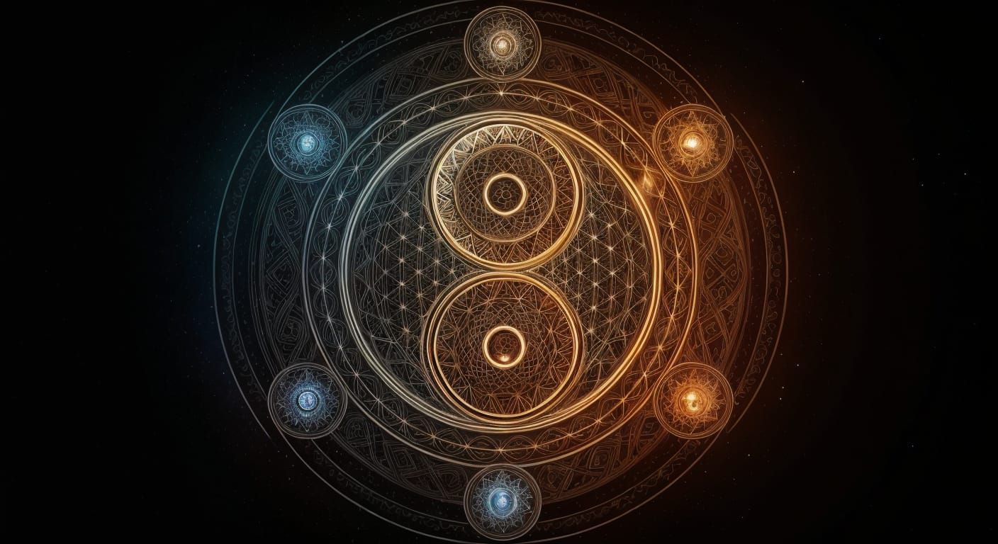 Yin and Yang Symbol with Sacred Geometric Patterns