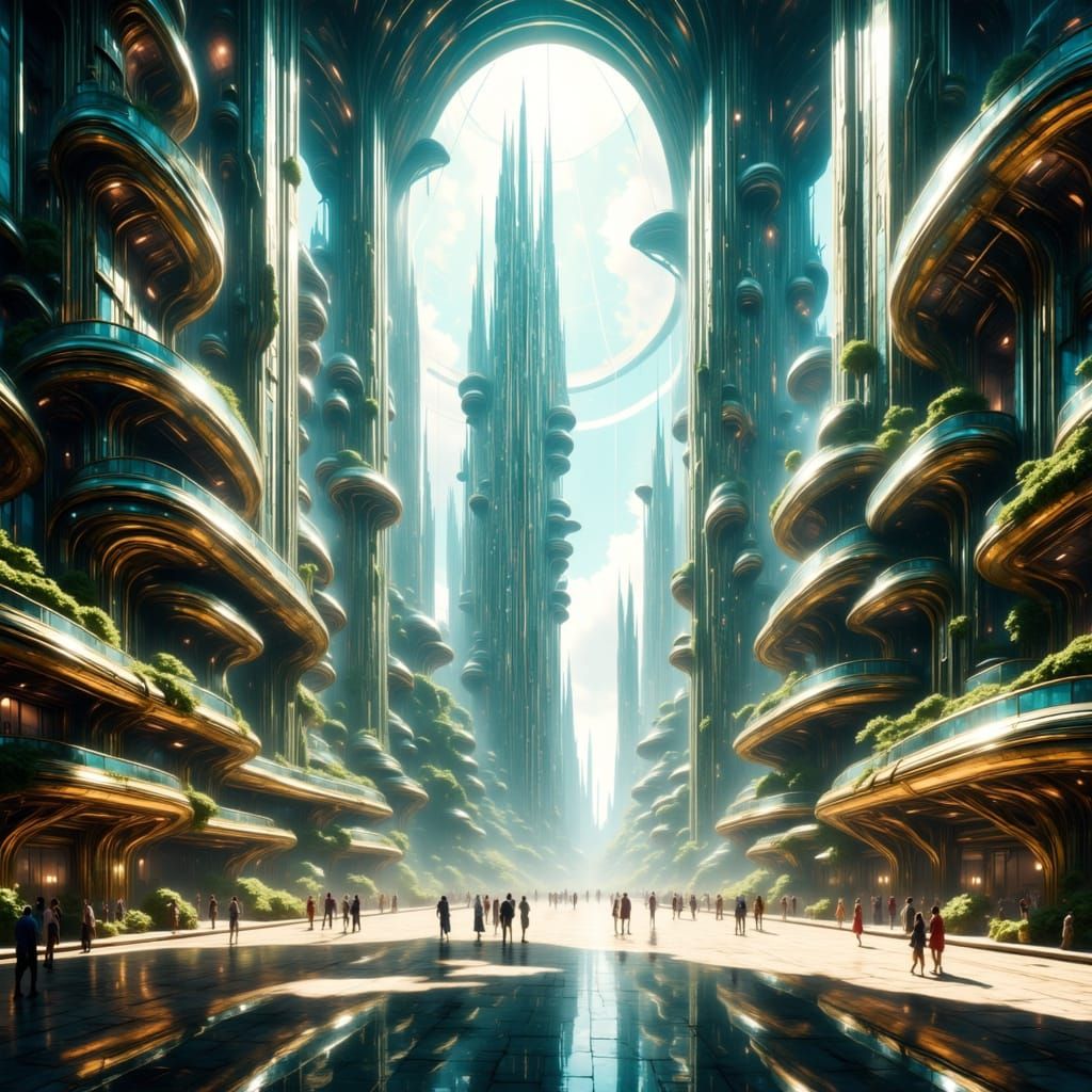 Majestic Arcology City Under Glass Dome