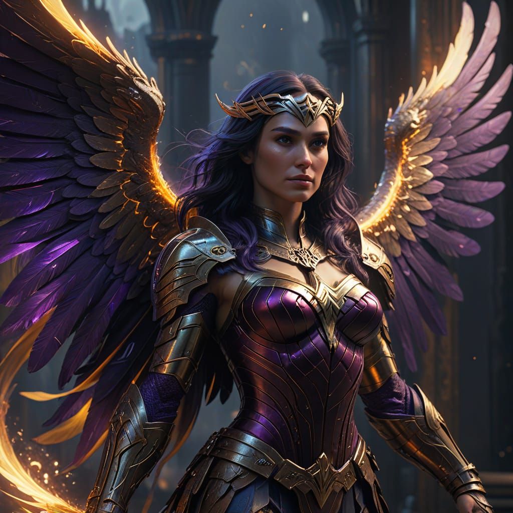 Wonder Woman as Angelic Dark Fantasy Masterpiece in Vibrant ...