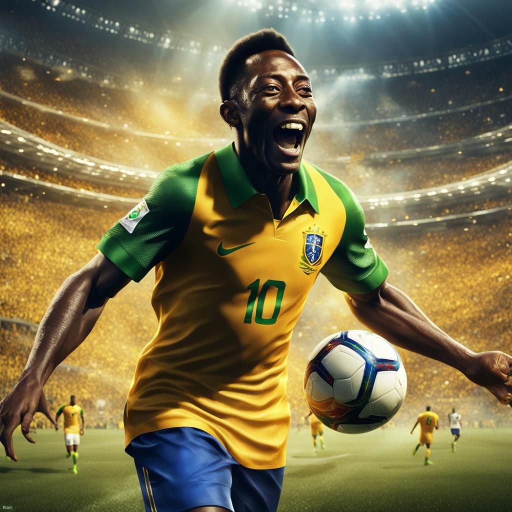 Pele Celebrates Victory: Detailed Matte Painting