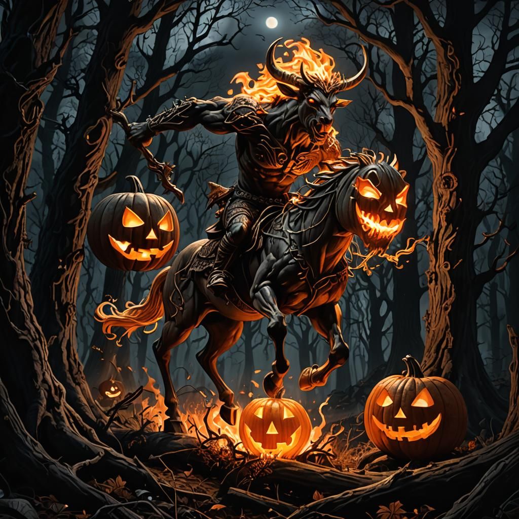 Crazed Centaur Gallops Through Dark Woods