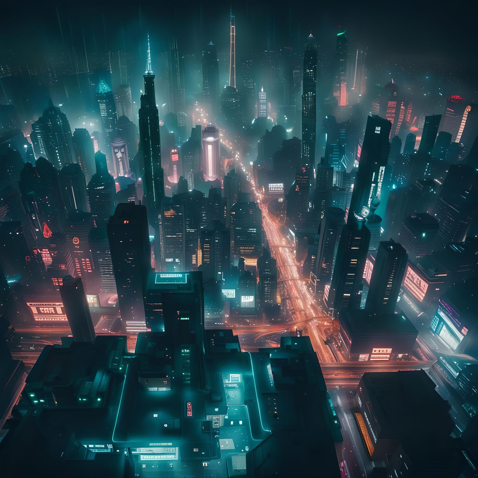 Cyberpunk Cityscape Panorama in Ridley Scott Style