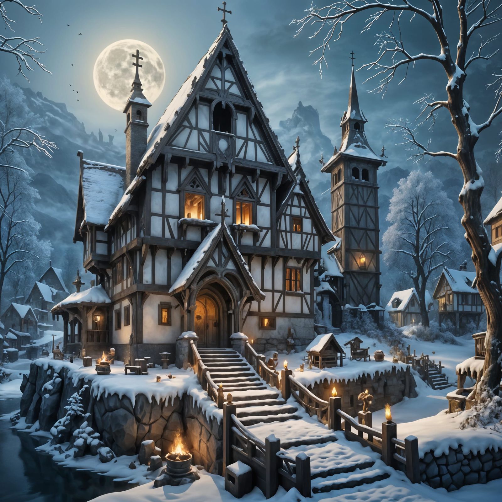 Mystical Forest Stairway in Photorealistic Detail