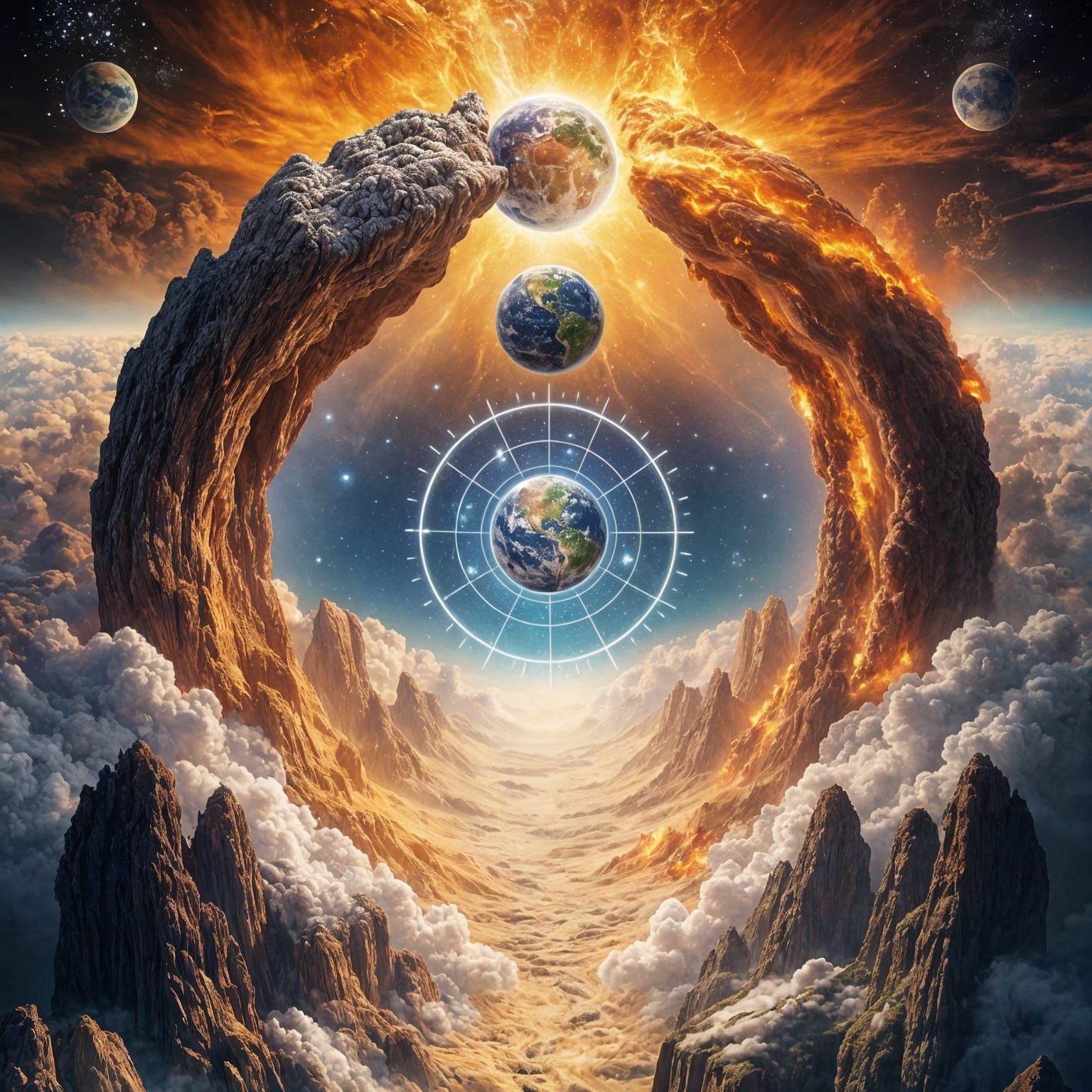 Surreal Ascension of Earth and Sky in Vibrant Colors