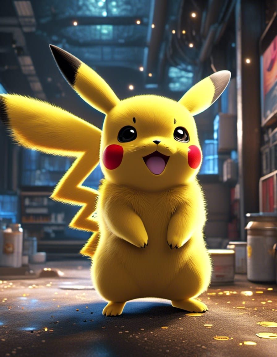 Hyperrealistic Anime Pikachu: Chibi, Fluffy, and Adorable