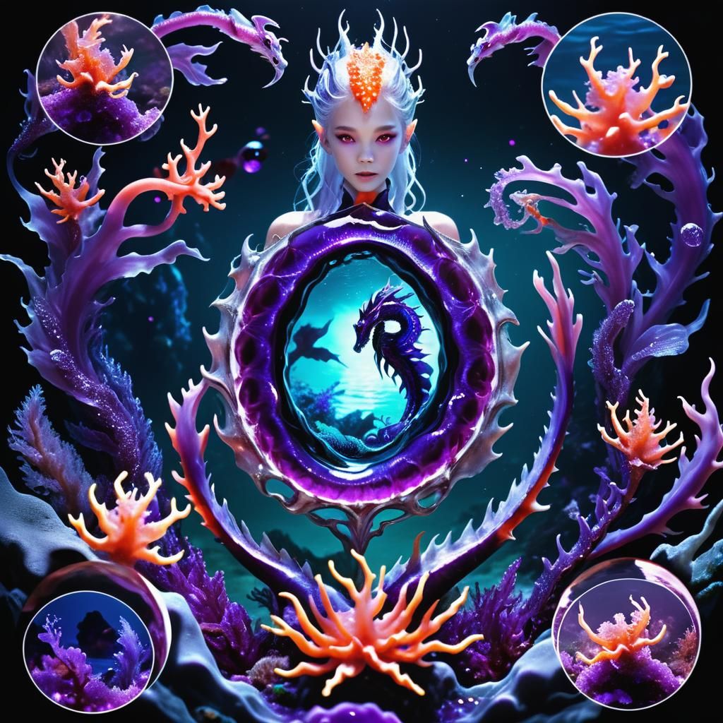 Amethyst Siren Drifting Through Violet Waters