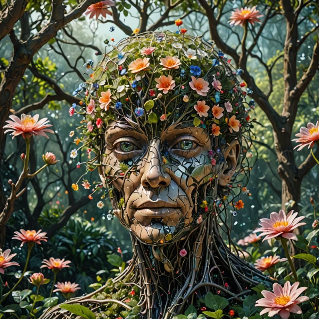 Surreal Neural Garden with Floating Objects