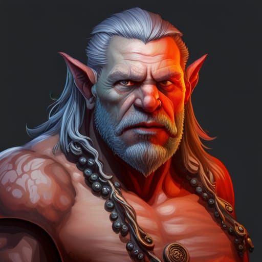 Orc Barbarian Portrait in Hyperdetailed Style