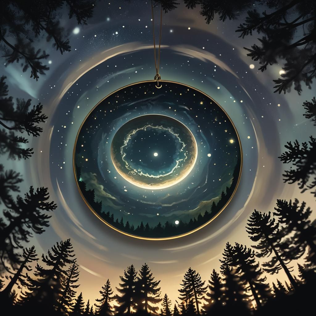 Nebra Sky Disc in Night Sky Digital Painting