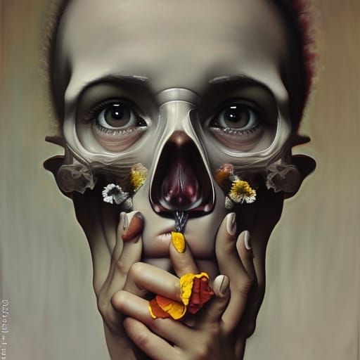 Disappearing Skull Portrait in Hyperrealistic Oil