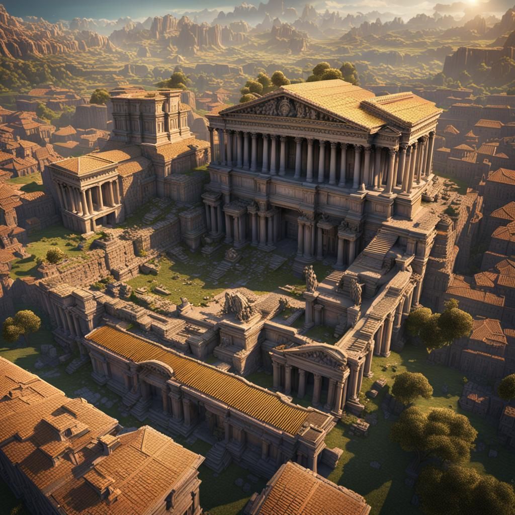 Detailed Matte Painting of Ancient Roman City