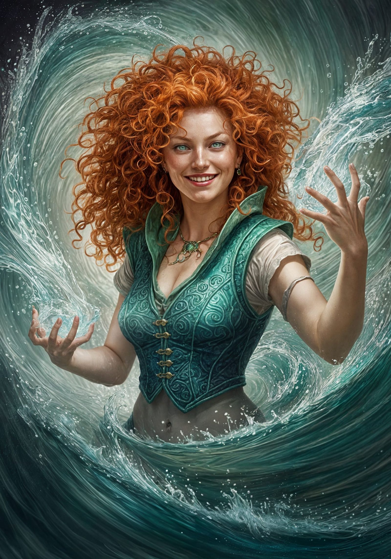 Dungeons and Dragons Water Wizard Casts Spell