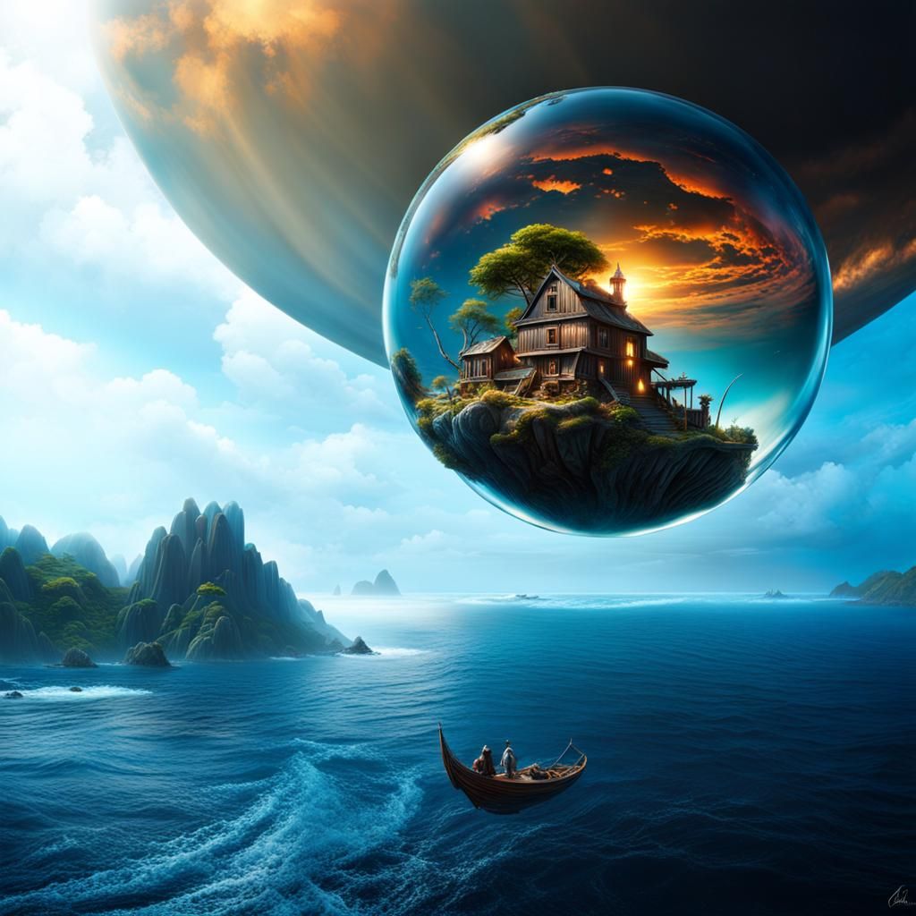 Oceanic Eyes in Glass Sphere: Fantasy Concept Art