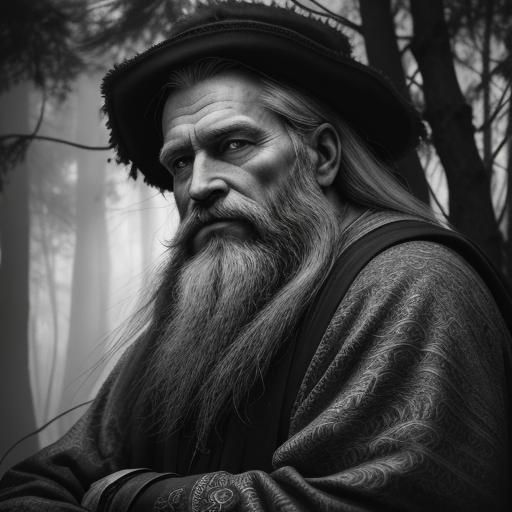 Mystical Forest: Hyperrealistic Charcoal Drawing of Ancient ...