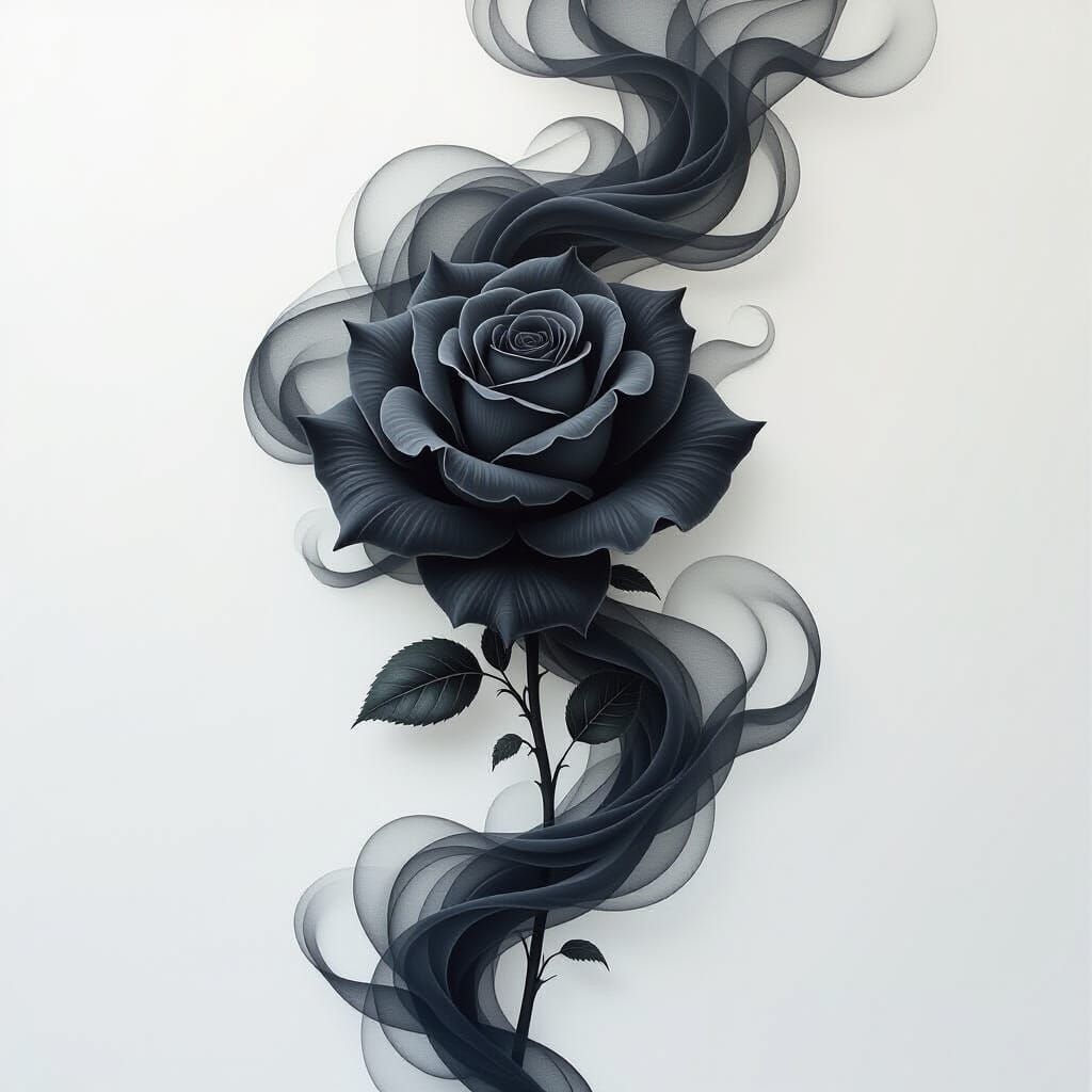 Charcoal Rose Emerges From Ethereal Smoke