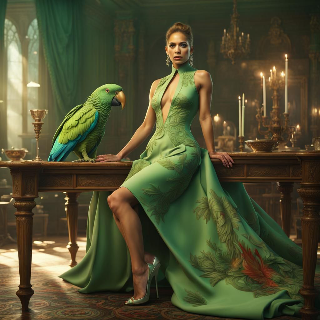 Jennifer Lopez with Parrot: Fantasy Concept Art