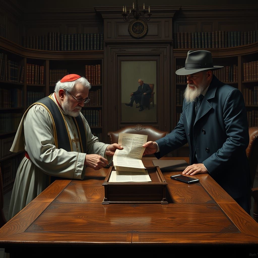 Catholic Priest Meets Magistrate in Formal Office Setting