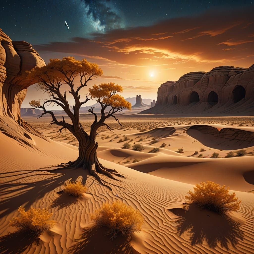 Ethereal Desert Dreamscape in Hyperrealism