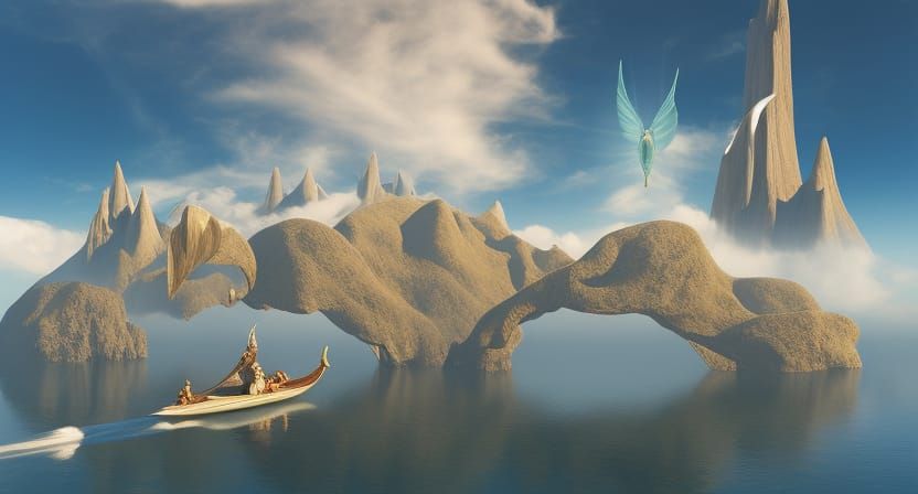 Yin Yang of Flowers and Sky in Art Nouveau Style