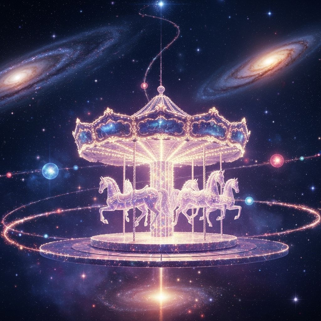 Enchanted Starlight Carousel in Cosmic Nebula