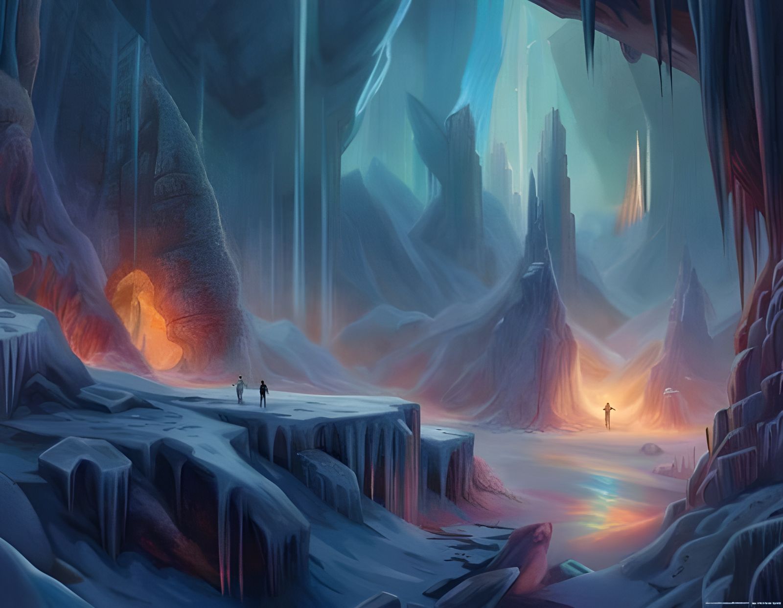 Icy Pyramids in a Phosphorescent, Surreal Landscape