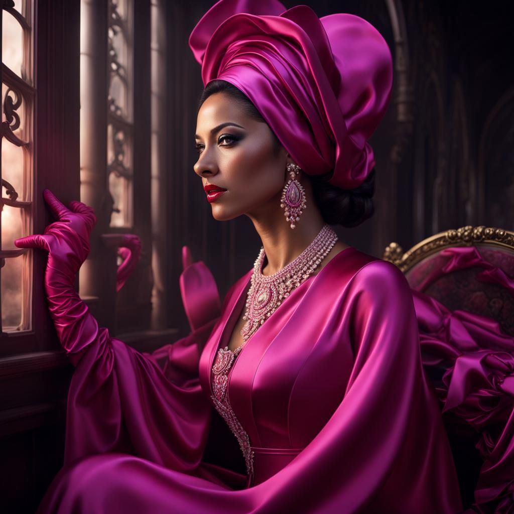 Grimdark Lady in Satin: Photo Realistic Super Realism