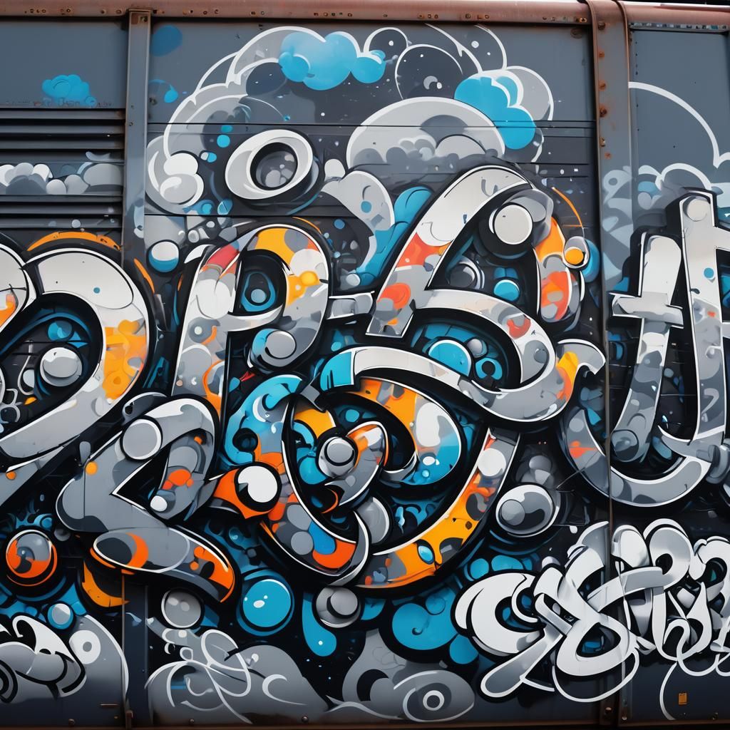Vibrant Graffiti Art on Freight Train in Urban Style