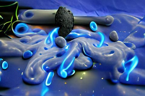 Drooping Blue Goo Dancing in Neon Fire