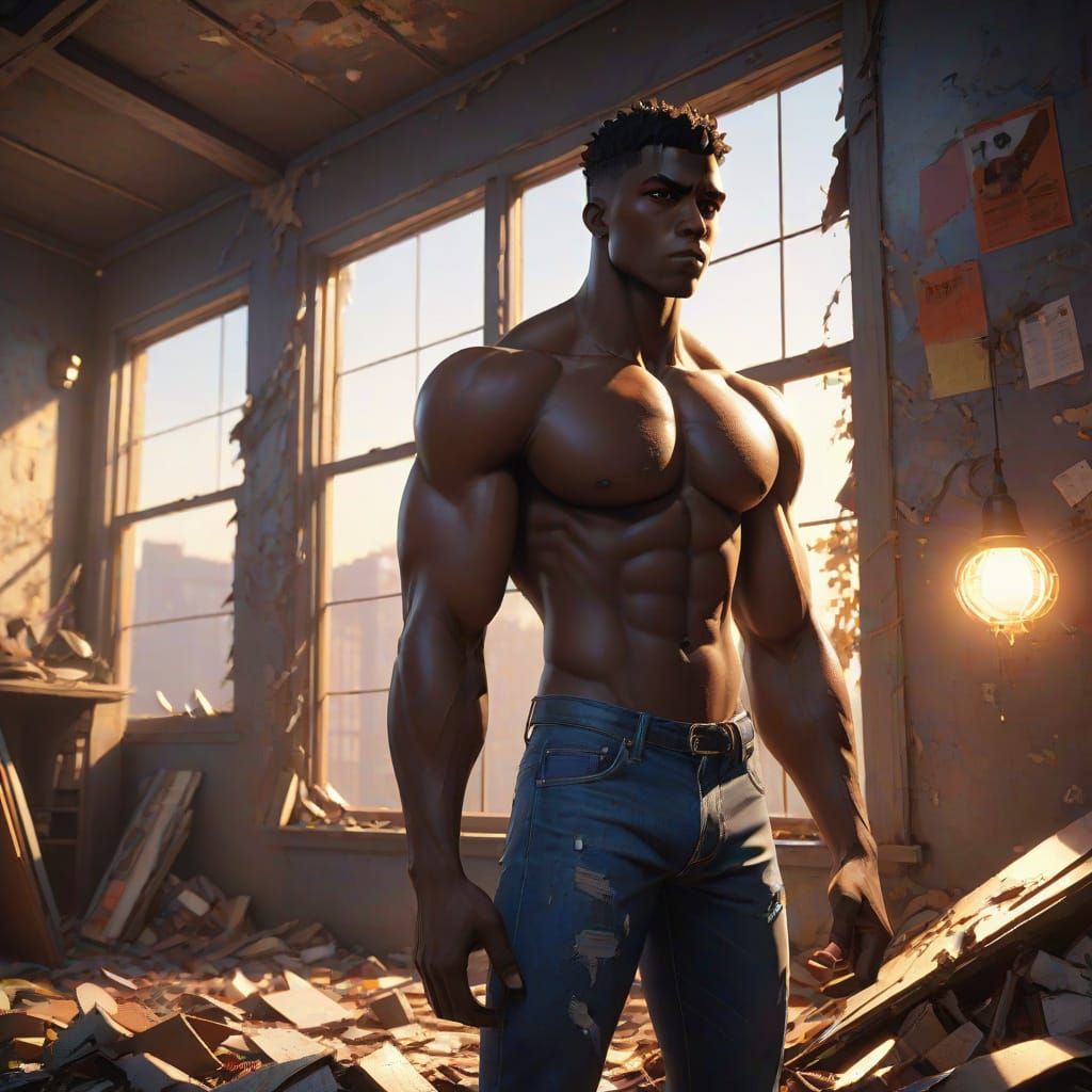 Dark Fantasy Anime Scene with Bold Shadows and Highlights