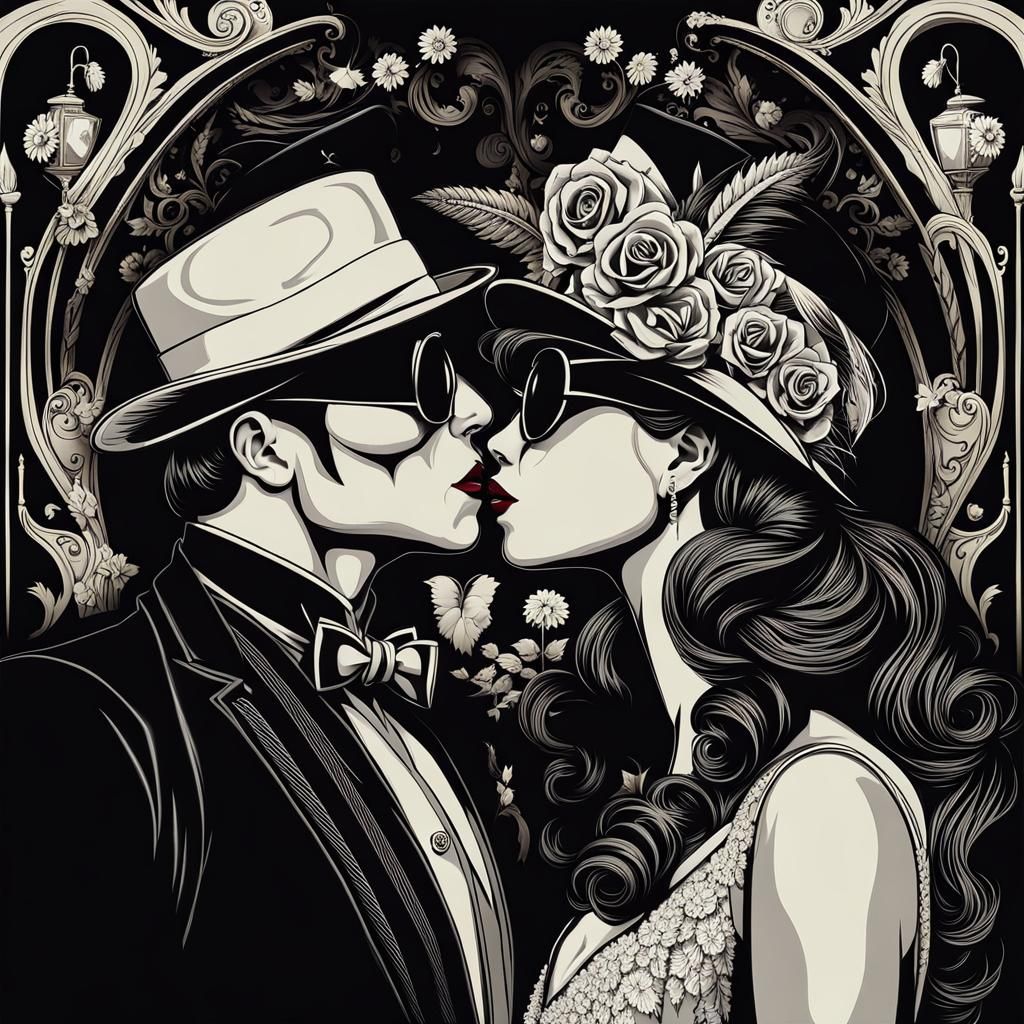 Dark Carnival Wedding Kiss