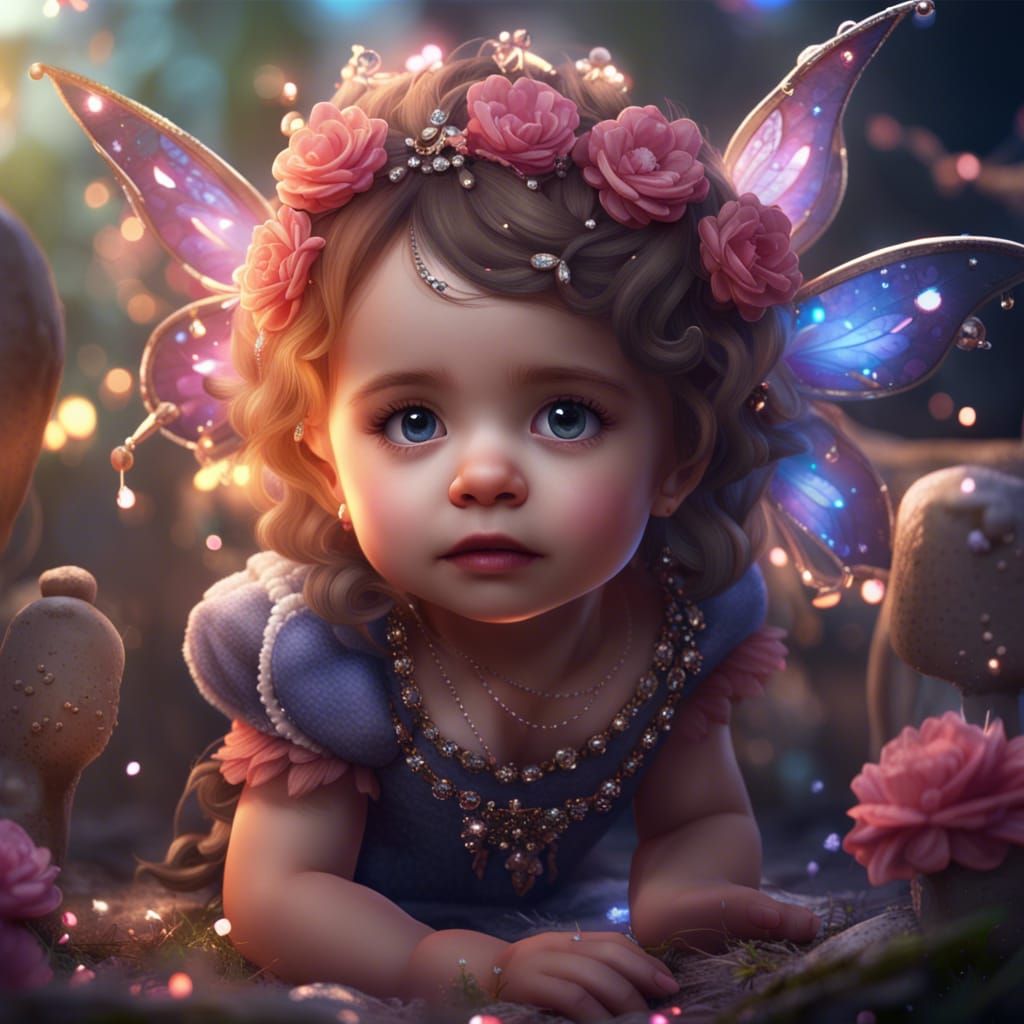 Cute Baby Fairy Girl in Detailed Digital Art