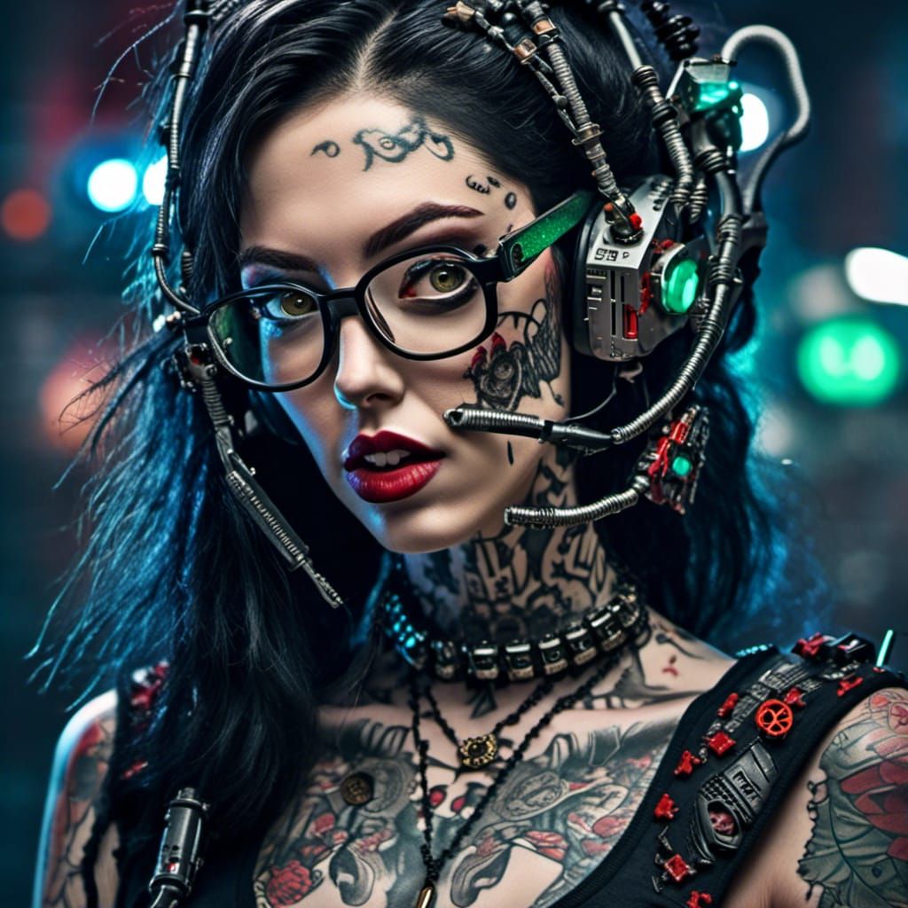 Cyberpunk Elvish Queen with Tattoos and Piercings